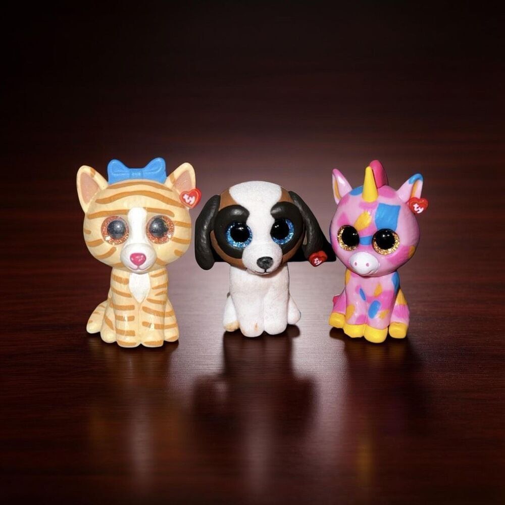 Ty Beanie Mini Boo Fantasia Unicorn Duke St Bernard & Tabitha Tabby Figures A48